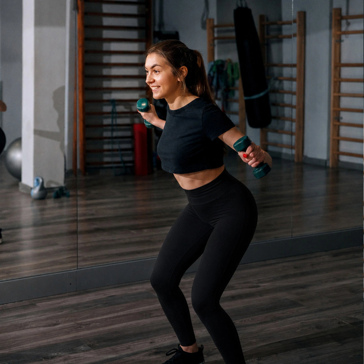 Femme levant des poids dans une salle de sport