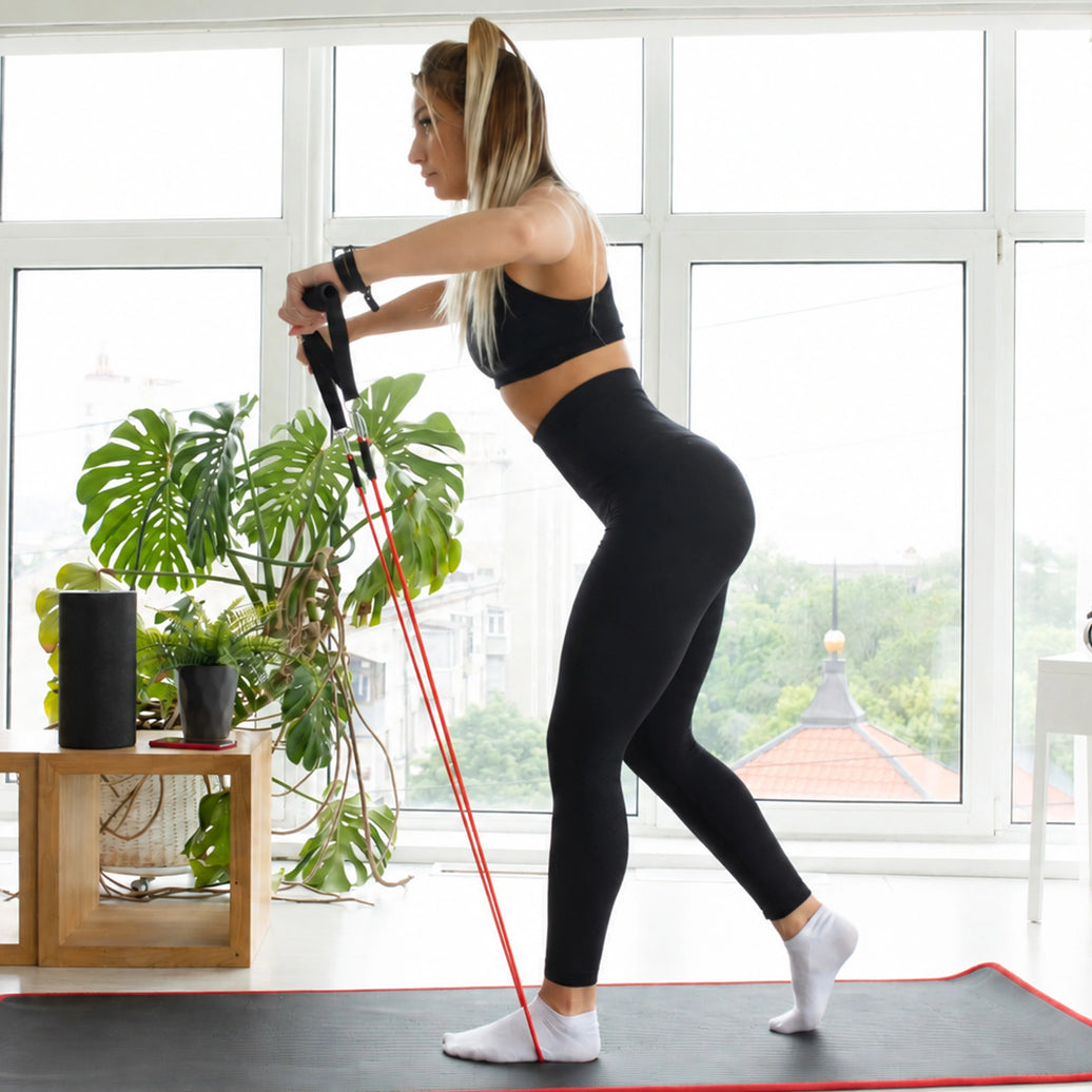 Femme en legging faisant du pilate 